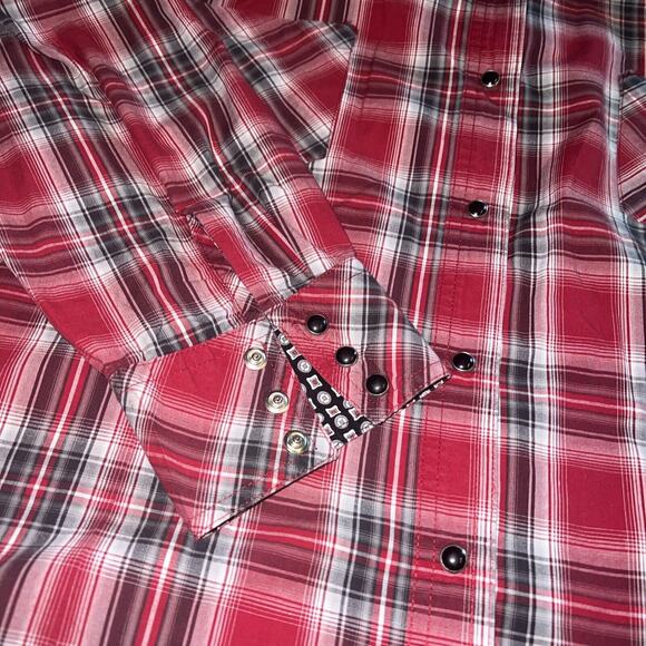Roper Pearl Snap Women's Long Sleeve Rodeo Red Cowboy Shirt 3X - Picture 2 of 11
